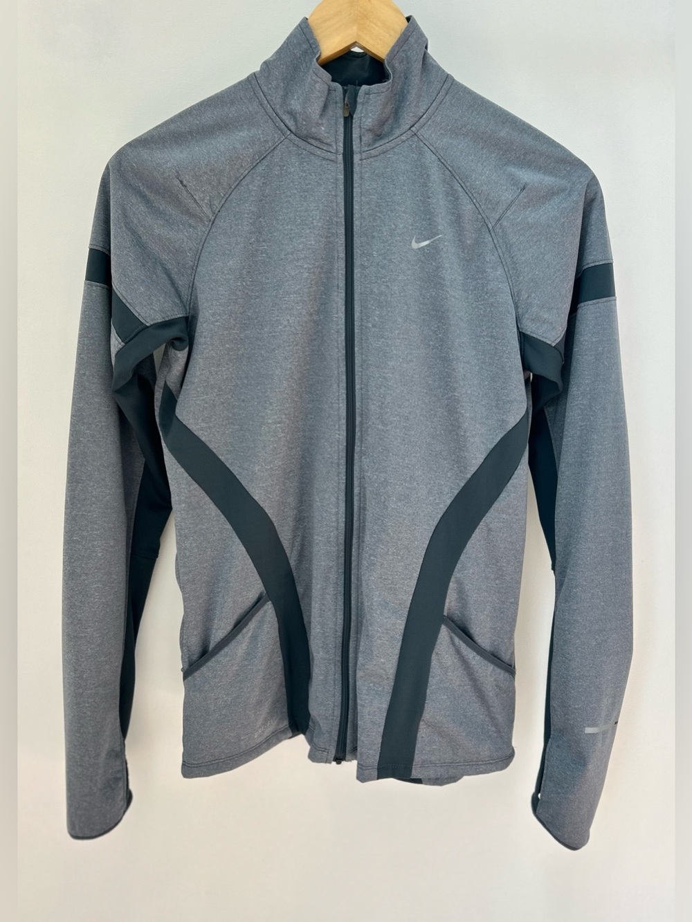 Nike Element Dri-FIT Running Jacket Women’s Small Gray/Green Reflective Full Zip